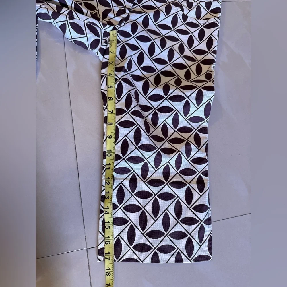Trina Turk Cotton Capri Pants Check Print Black / White Geometric Pattern Size 2
